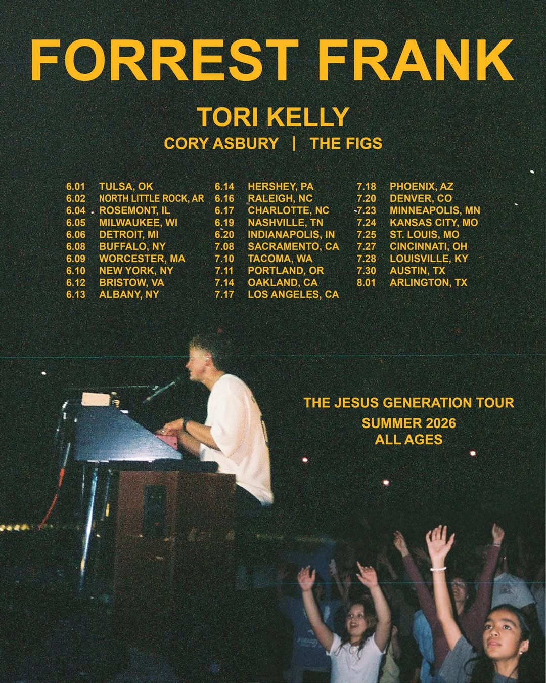 Cory Asbury The Jesus Generation Tour Poster 2026